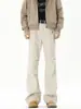 Jeans Retro Americanos Grises Scimitar para Hombre, Nuevo Estilo de Primavera, Rectos Plisados, Estilo Urbano Delgado, Pantalones Lavados Ligeramente Acampanados