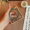 Atacado Pulseira Redonda de Vidro Vintage Tianshan Cui, Pulseira Redonda de Jade Sintético Cor da Lua Branca Gélida, Calcedônia de Aparência Feérica Que Não Desbota