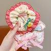 Goma de pelo de encaje con fresas para niñas, Suave con el cabello, Goma para moño infantil, Cuerda para el pelo perezosa, Accesorio para el cabello de bebé con lazo