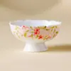 Taza de Té Cerámica con Pie Alto, Diseño de Hojas y Flores de Cerezo Pintado a Mano para Uso en Casa, Juego de Té Kung Fu, Taza de Té Personal