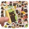 50 Gato Negro Dibujos Animados Diario Codicioso Lindas Pegatinas Impermeables Material para Decoración de Cuaderno de Diario DIY Pegatinas