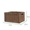 Cesta de Almacenamiento tipo Mimbre Estilo Japonés Tejida a Mano Mesa de Café de Escritorio Snack Juguete Caja de Almacenamiento para Organizar Caja de Almacenamiento para Organizar
