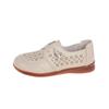 Sapatos de Salto Baixo Vazados Estilo Novo 2026 com Bico Redondo, Sola Macia Confortável, Sapatos de Couro Versáteis Respiráveis Planos, Sapatos Confortáveis para Mães