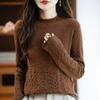 Tricô Luxuoso e Elegante, Solto e que Cobre o Corpo, Gola Meia-Alta, Ponto Abacaxi, Suéter de Lã Fashionável que Reduz a Idade para Mulheres