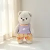 30cm Urso Articulado Médio Lina Roupas Urso Branco Boné de Bola Macacão Roupa Boneca Urso de Pelúcia Vestir