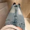 Calça Jeans Clara de Perna Larga para Mulheres, Cintura Alta, Novo Estilo de Verão, Solta, Casual, Versátil, Emagrecimento, Calça Reta para Figuras em Formato de Pera