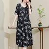 Novo Vestido de Verão Elegante de Algodão e Seda para Jovens Tamanho Plus Alta Qualidade Estilo Chinês Novo para Usar por Cima