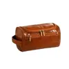 Bolsa Cosmética Impermeable de Cuero, Multifuncional, Bolsa de Almacenamiento de Artículos de Tocador para Viaje Colgable, Bolsa de Almacenamiento Organizadora Portátil para Artículos Varios Resistente al Aceite
