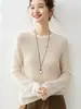 Suéter de punto de cuello redondo grueso estilo perezoso para mujer, 75% cachemira, 25% seda de morera, suelto, manga larga, estilo minimalista