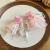 Pendientes Redondos de Flor Colorida Tejidos a Mano Pendientes Frescos de Dopamina Estilo Vacacional Pendientes de Nicho de Gama Alta