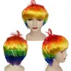 Pelucas Cortas de Colores Ktv de Venta Caliente, Pelucas de Disfraz para Bar, Cabello Corto Arcoíris para Festival, Fiesta de Moda para Escenario