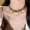 Maillard Heavy Industries Collar de Mariposa para Mujer Gargantilla Retro Marrón de Gama Alta Cadena para el Cuello de Cuero de Lujo Ligero Nicho