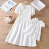 Vestido de Tirantes Blanco Liso Teñido Tie-Dye Estilo Étnico para Niños Vestido de Tirantes para Niñas Venta al por Mayor