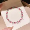 Pulseira de Flor Quadrada com Fecho de Zircônia Fresca e Doce Design de Senso Nicho Versátil Pulseira Luxo Leve Toque de Alto Padrão Joia