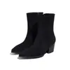 Tallas 35-43 Botines de Tacón Grueso y Corte Bajo Estilo Europeo y Americano Botas de Piel Punta Fina Cierre Lateral Tacón Alto Botas para Mujer Botines Cortos de Otoño e Invierno