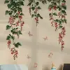 Mariposas Transfronterizas Volando Alrededor de Flores Rosas Pegatinas de Pared Dormitorio Sala de Estar Entrada Pared de Fondo PVC Autoadhesivo Removible