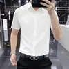 Camisa fina de manga corta para hombre, italiana de alta calidad, sin planchar, antiarrugas, para verano, corte slim, de seda helada, casual de negocios
