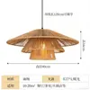 Lámpara de araña de cuerda para restaurante, lámpara colgante de sombrero de paja estilo Zen vintage, lámpara de techo estilo wabi-sabi japonés para dormitorio, estudio, casa de huéspedes, barra de bar