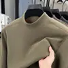 Sudadera térmica de forro polar de doble cara autocalentable para hombre, nuevo modelo de otoño 2026, cuello semi-alto, engrosada, cálida, camiseta interior de manga larga