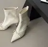 Botines de Tacón Alto sin Cierre Otoño/Invierno Francés con Lazo para Mujer 2026 Otoño/Invierno Absolutamente Impresionantes Botas Delgadas de Tacón de Aguja con Punta
