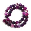 Venta caliente ágata rayada morada cuentas sueltas diy ágata de seda pulsera con cuentas cuentas redondas productos semiacabados en stock mayoreo