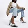 Nuevos zapatos de moda para mujer de punta fina, suela de goma, antideslizantes, tacones altos de color liso, zapatos de talla grande transfronterizos, zapatos de tacón de aguja para mujer