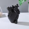 Artesanato criativo transfronteiriço de resina em forma de coração, ornamentos, vaso bicolor preto e branco, decorações para arranjos florais de mesa para casa