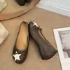 Zapatos Planos de Boca Baja con Estrella de Cinco Puntas Estilo Coreano para Mujer Otoño 2026 Versátiles Zapatos Mocasines de Suela Suave Slip-On Zapatos de Abuela