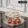 Mesa de Postres de Lujo Transparente Resistente a Roturas por Mascotas Bandeja de Dulces Multicapa Chapada en Oro Bandeja de Frutas Mesa de Pasteles y Bocadillos para Fiesta de Banquete