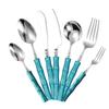 Cubiertos de Acero Inoxidable 304 Cuchillo Tenedor Cuchara Traje de Cubiertos para Hotel Europeo y Americano Creativo Acrílico Blanco Glaciar Bambú Cuchillo Tenedor