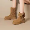Botines Vaqueros Retro Cortos para Mujer con Suelas Gruesas para Aumentar la Altura, Nuevos Botines Estilo Británico Super Populares Otoño e Invierno 2026, Botines de Tobillo de Dos Formas de Usar