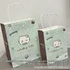 Bolsa de mano temática de gato color menta, bolsa de regalo, estilo ins, alto valor estético, gran capacidad para estudiantes, diseño lindo de dibujos animados, perfecta para regalar a mejores amigas