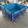 Tanque de peixes quadrado de lona espessa, grande capacidade, montável, tanque dobrável para criação de carpas com estrutura de tubo galvanizado, tanque de armazenamento de água
