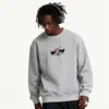 Sudadera de Algodón Pesado para Parejas, Corte Holgado, Cuello Redondo, Sin Capucha, Pulóver, Versátil, Cálida, Prenda Superior Estampada para Otoño e Invierno