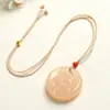 Cadena para Suéter de Jade Afgano con Almidón de Raíz de Loto Colgante Maitreya Nafu Color Toronja Collar con Colgante de Jade para Pareja Hombres y Mujeres