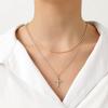 Colar Cruz de Diamante Estilo Simples Europeu e Americano para Mulheres com Corrente de Clavícula Empilhada Dupla Camada Exagerada Estilosa Fornecimento Transfronteiriço Tendência