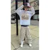 Camiseta de Manga Larga Estilo Americano Transfronteriza Europea y Americana, Top Oscuro Retro Estampado Y2K, Atuendo de Moda Gótica High Street Ins