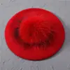 Boina Nueva de Color Sólido con Pompón Mezcla de Lana Moda Cómoda Gorro Pullover Doble Capa Cálido Gorro de Punto Sencillo