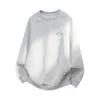 Sudadera Hanlu de moda estilo americano con bloques de color y estampado de letras, cuello redondo para hombre, top pesado de punto con textura bordada para otoño