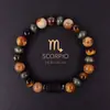 12 Pulseiras de Signos do Zodíaco Acessórios de Joalheria Transfronteiriços Capricórnio Touro Pedra Olho de Tigre Pedra Natural Pulseiras dos Doze Signos do Zodíaco