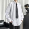 Camisa branca de manga comprida uniforme dk japonês para homens primavera estilo coreano na moda solta plus size cor sólida camisa estilo Harajuku