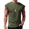 Comercio Electrónico Transfronterizo Ebay Camiseta sin Mangas de Verano para Hombre Textura de Canalé Holgada Color Sólido Fitness Chaleco Casual