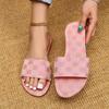 Pantuflas de Exterior Transfronterizas de Punta Abierta para Mujer 2024 Verano Nuevas Planas Antideslizantes Sandalias de Una Tira Sandalias de Playa para Mujer