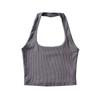 Moda Verano 2024 Europea y Americana Chaleco Corto Halter de Tirantes Finos Nuevo Sexy sin Espalda para Mujer