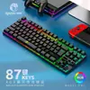 Dazzle Silver Fox K10 teclado USB con cable de 87 teclas, teclas de doble color, teclado para juegos, escritorio, portátil, transfronterizo