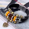Pulsera de Cuero Decorativa con Colgante de Corazón de Aleación Creativo y Personalizado, Pulsera Sencilla Hecha a Mano con Cuentas, Joyería Popular en Europa y América
