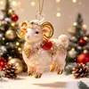 2027 Zodíaco de Ano Novo Ovelha Pingente Acrílico Plano Natal Ano Novo Ovelhinha Enfeite Decoração de Árvore de Natal Chave