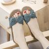 Chinelos de Linho para Primavera e Verão Chinelos Internos para Casal Chinelos de Algodão e Linho Femininos Antiderrapantes Resistentes ao Desgaste Chinelos Fofos de Laço para Casa