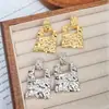 Pendientes Cuadrados Plisados Estilo Retro Europeo y Americano Transfronterizos Pendientes de Moda Exagerados Pendientes de Gama Alta Pendientes
