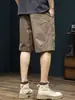 Pantalones cortos de trabajo 100% algodón para hombre, nuevo estilo de verano, corte holgado, talla grande, marca de moda americana de alta calle, patchwork, pantalones cortos casuales elegantes